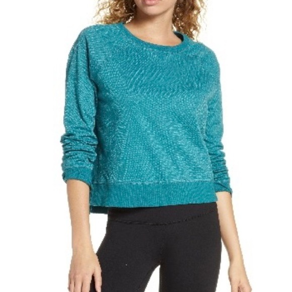Sweaty Betty Cropped Teal Sweatshirt.  Washed but never worn. Size XS - Picture 1 of 6